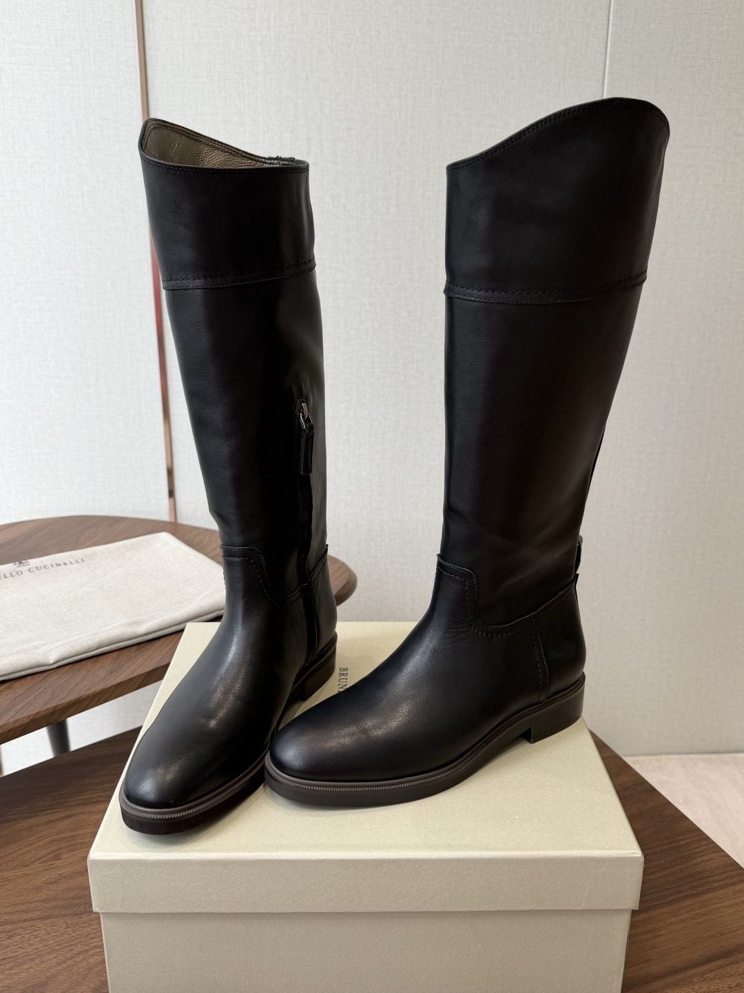 Black Round-Toe Tall Boots