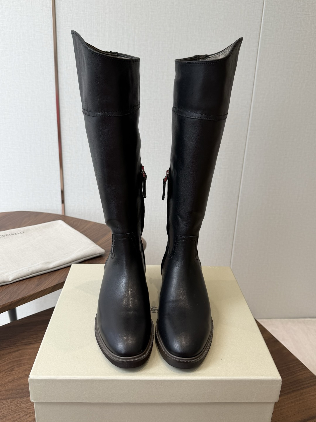Black Round-Toe Tall Boots