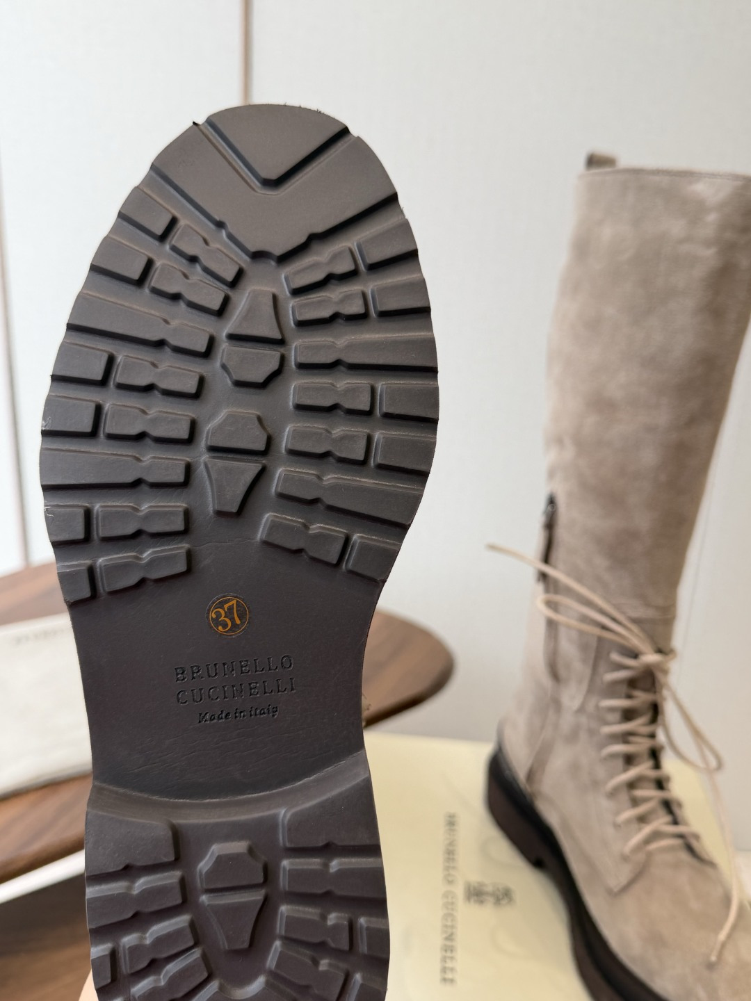 Taupe Lace-Up Tall Boots