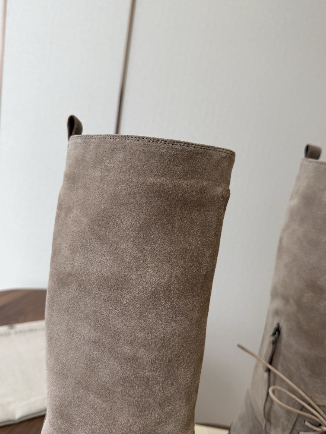 Taupe Lace-Up Tall Boots