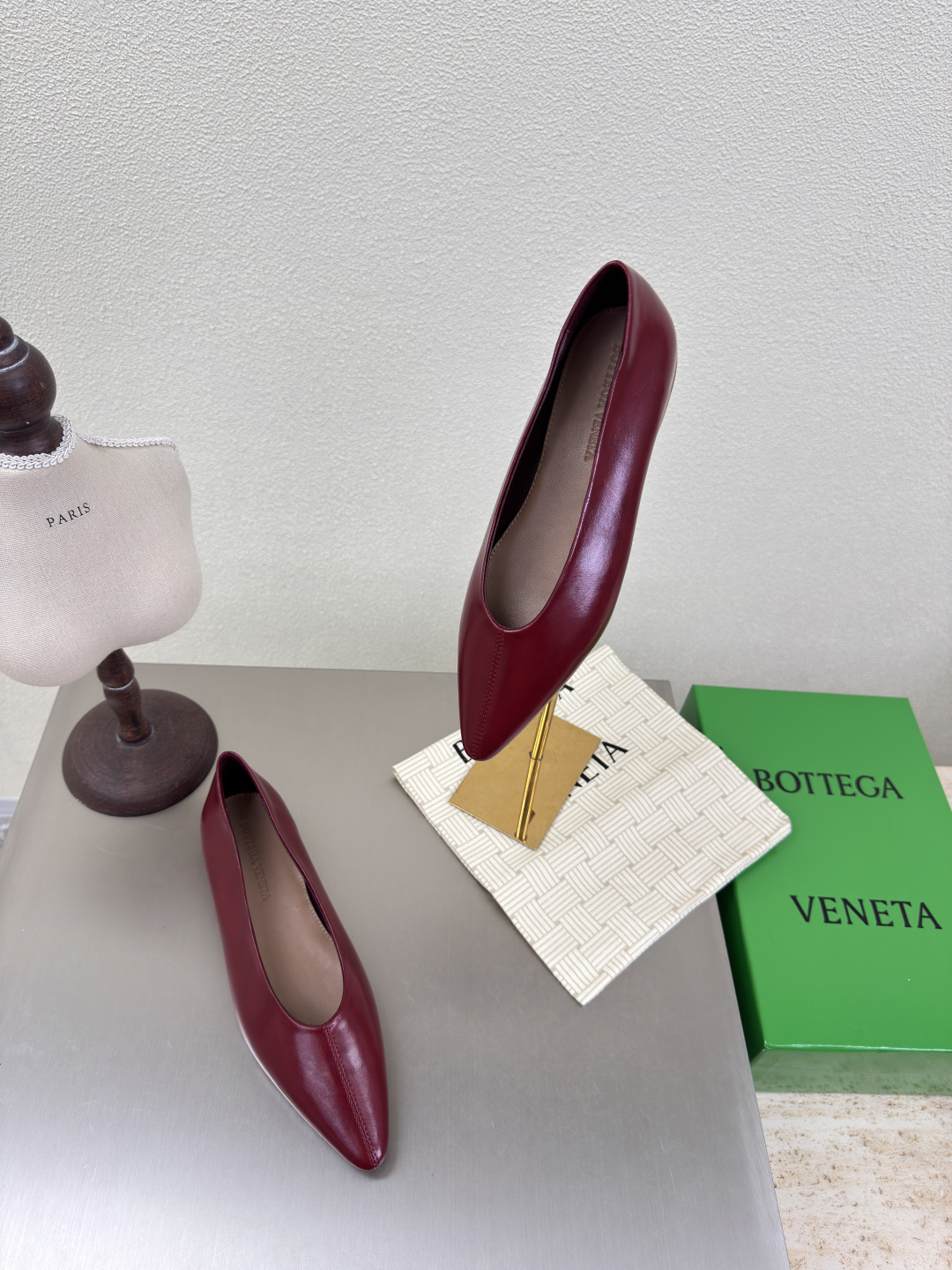 BV Sofia Ballet Shoes: Elegant, High-End Leather Shoes in Wine Red for Comfortable Travel - 图片 9