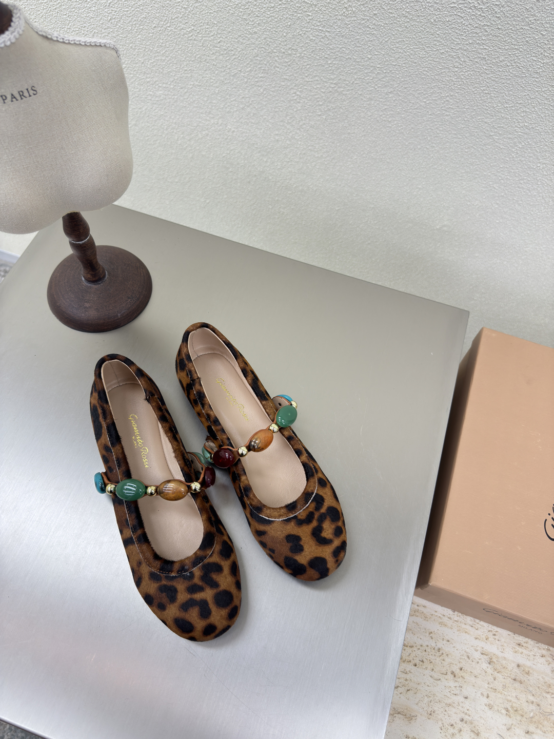 Gianvito Rossi Leopard Print Ballerinas with Beaded Strap - Women's Shoes 2 cmp i1753518433101 4252 0 0