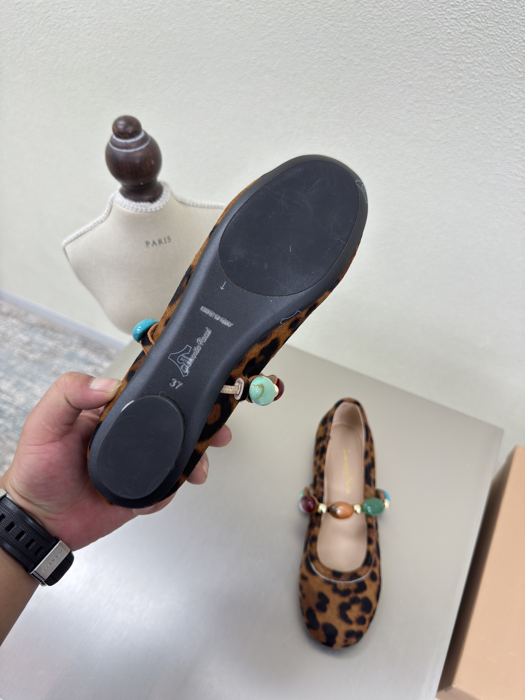 Gianvito Rossi Leopard Print Ballerinas with Beaded Strap - Women's Shoes 5 cmp i1753518433107 7340 0 3