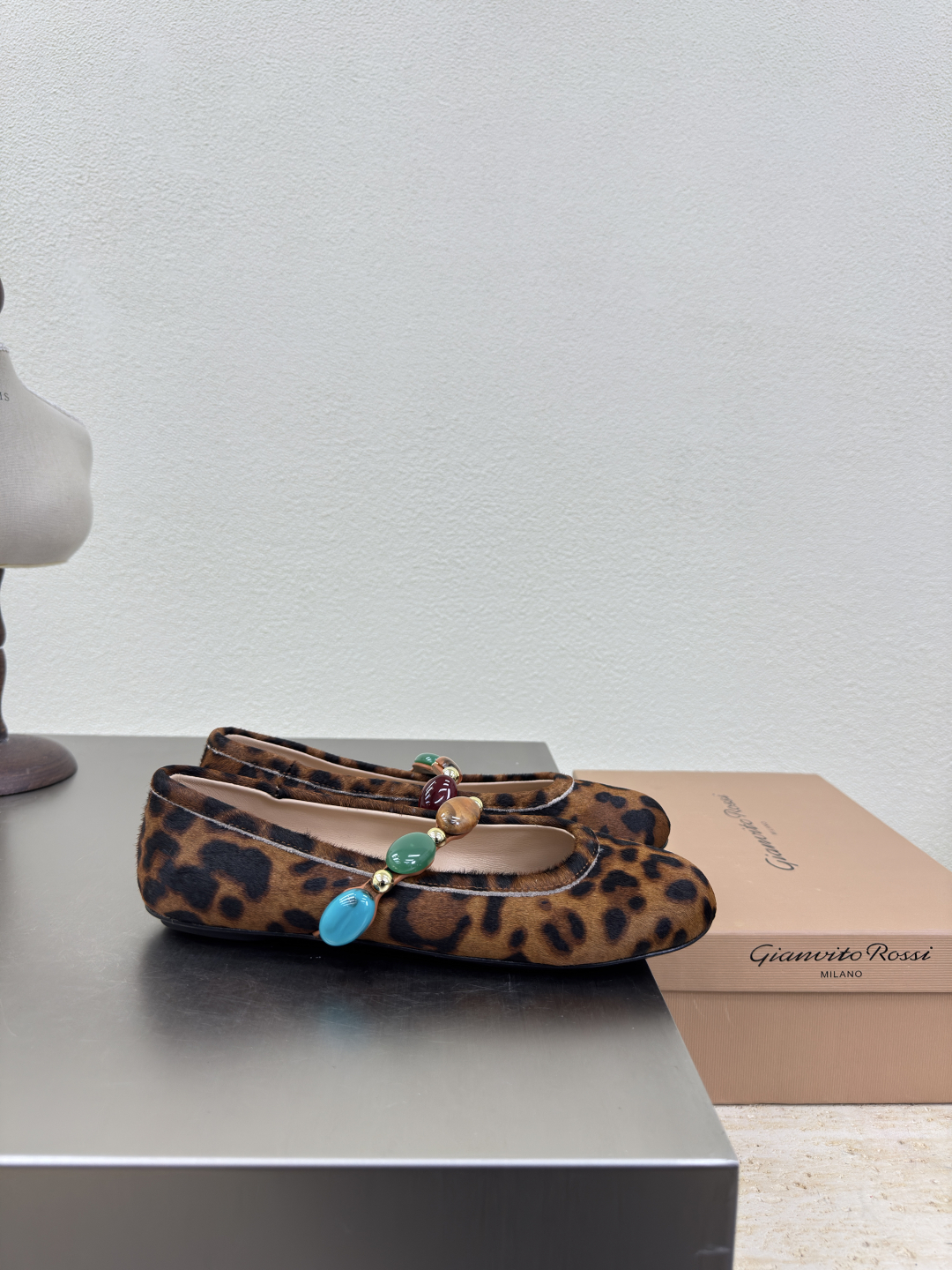 Gianvito Rossi Leopard Print Ballerinas with Beaded Strap - Women's Shoes 3 cmp i1753518433110 6734 0 1