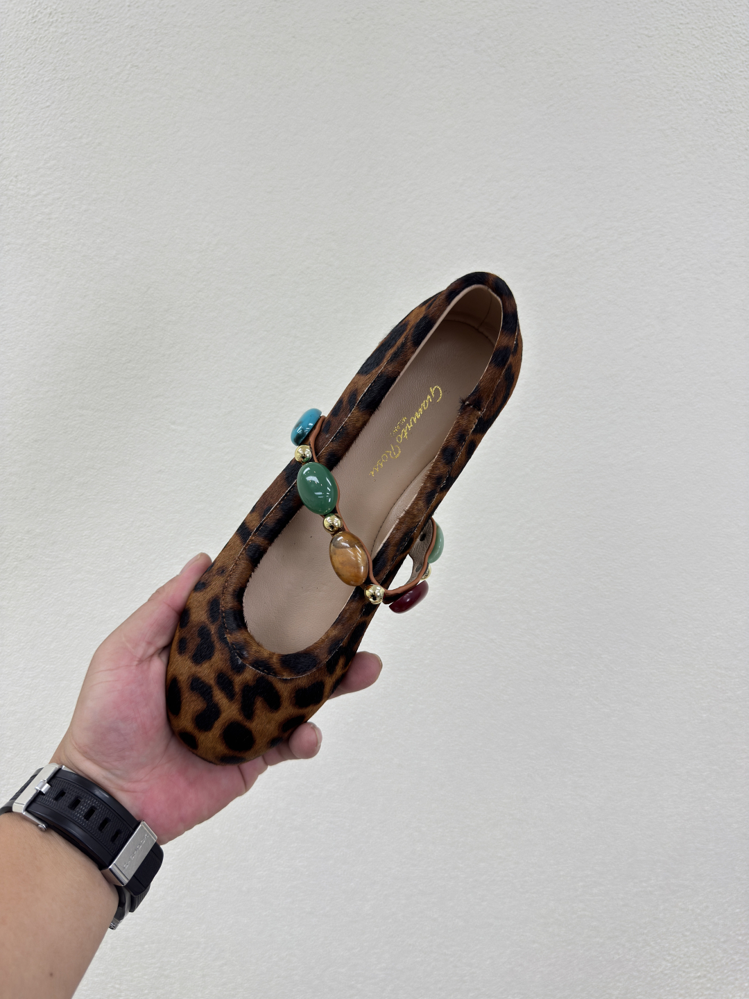 Gianvito Rossi Leopard Print Ballerinas with Beaded Strap - Women's Shoes 6 cmp i1753518437562 8576 0 4