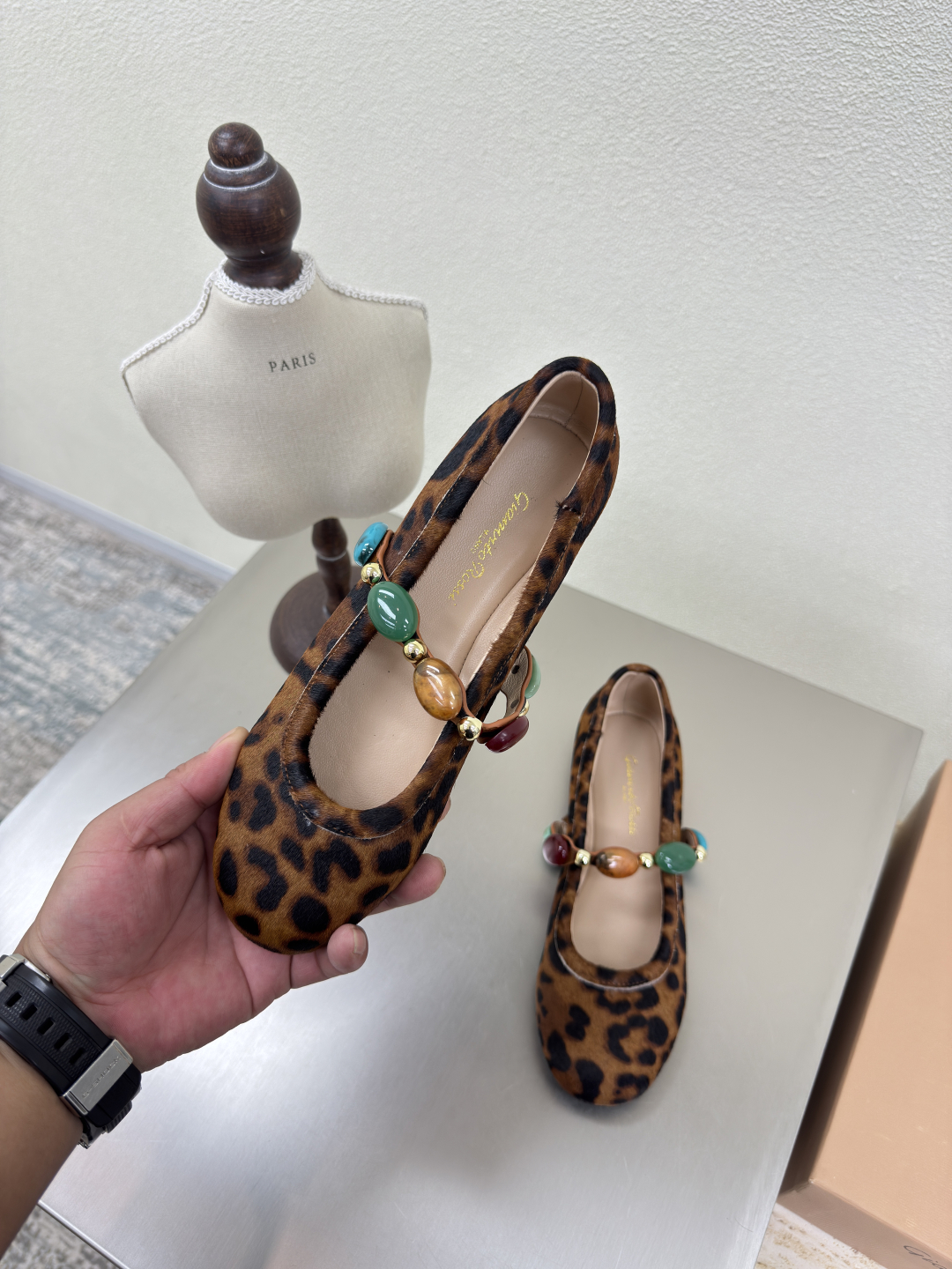 Gianvito Rossi Leopard Print Ballerinas with Beaded Strap - Women's Shoes 4 cmp i1753518437652 9934 0 2