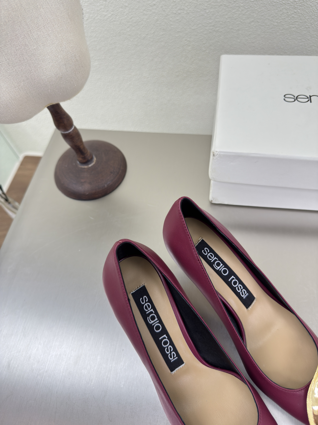 Sergio Rossi Sr Diani Burgundy Leather Pumps with Gold Hardware 3 cmp i1755336093148 2363 0 0