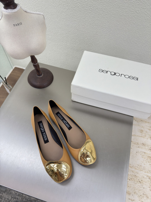 Sergio Rossi SR Diani Flat Shoes with Gold Accent - Luxurious Comfort 1 Sergio Rossi SR Diani Flat Shoes with Gold Accent - Luxurious Comfort