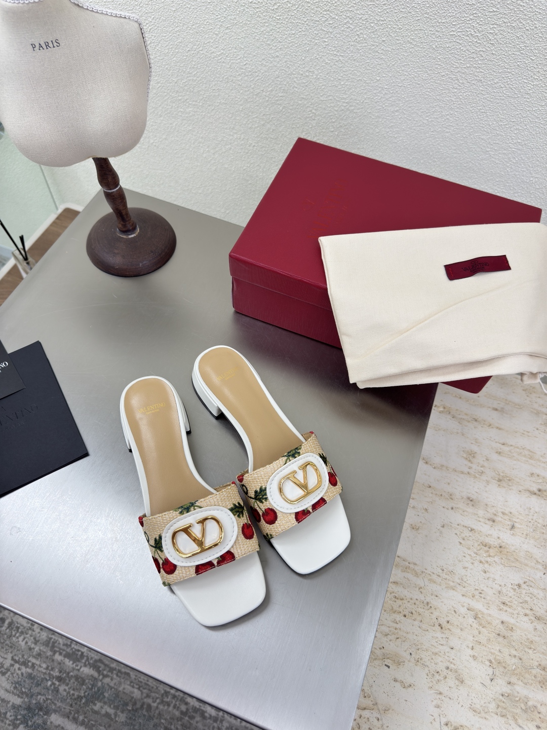 Valentino Garavani Women's Cherry Print Flat Sandals, White, Square Toe 2 cmp i1755768756320 8620 0 0
