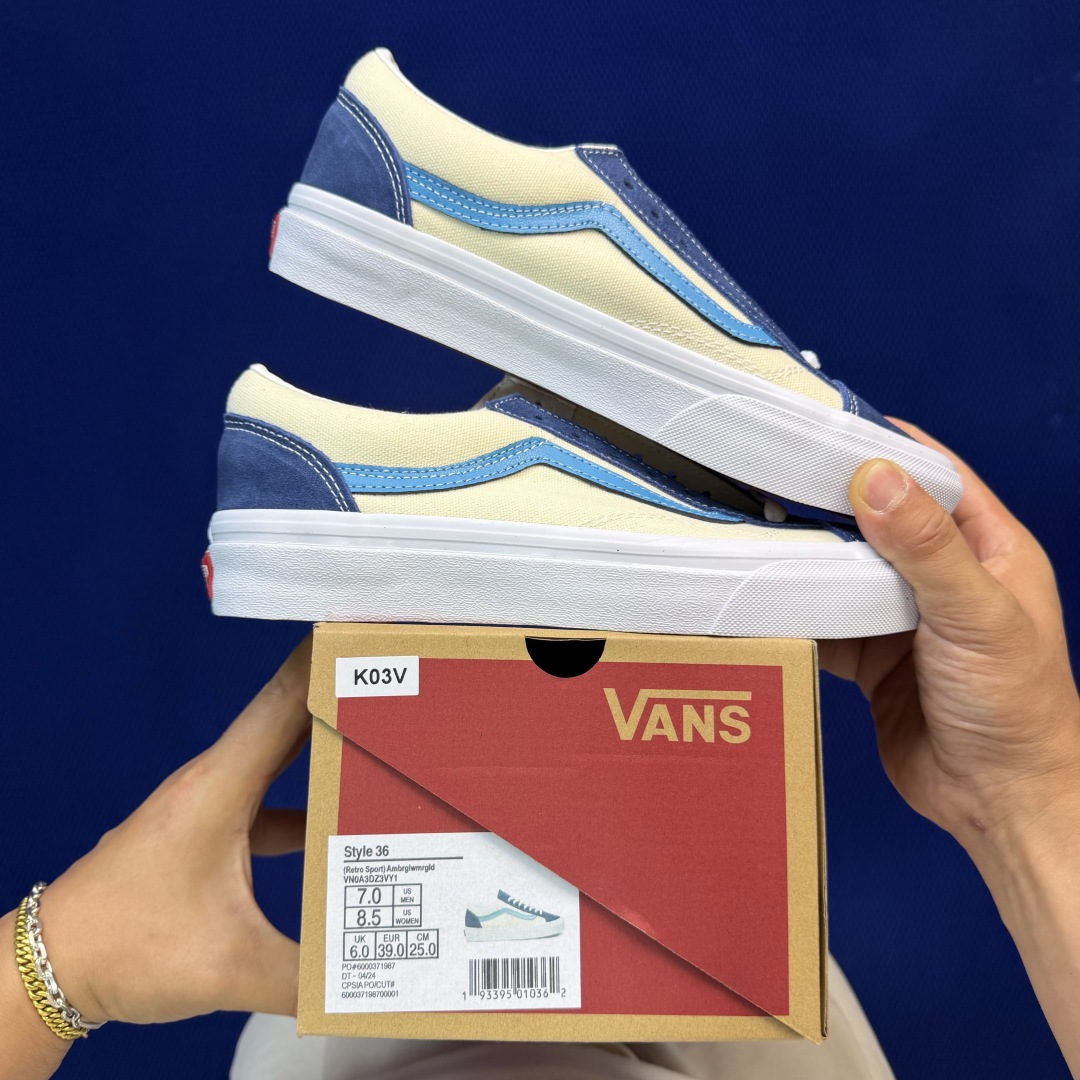 虎扑版！Vans Style 36 低帮 K03V纯原级别外贸订单！万斯经典 硫化帆布板鞋正品海鸥线 鞋