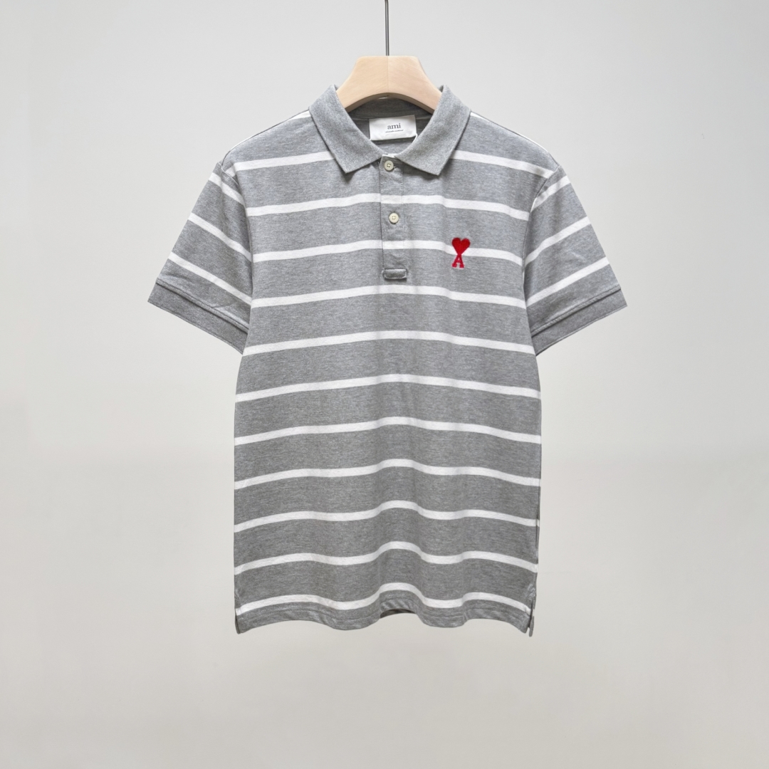 Summer Couple’s Leisure Wear: High-Quality Dress and Polo Shirt with Heart-Inflicted Stripes - 图片 4