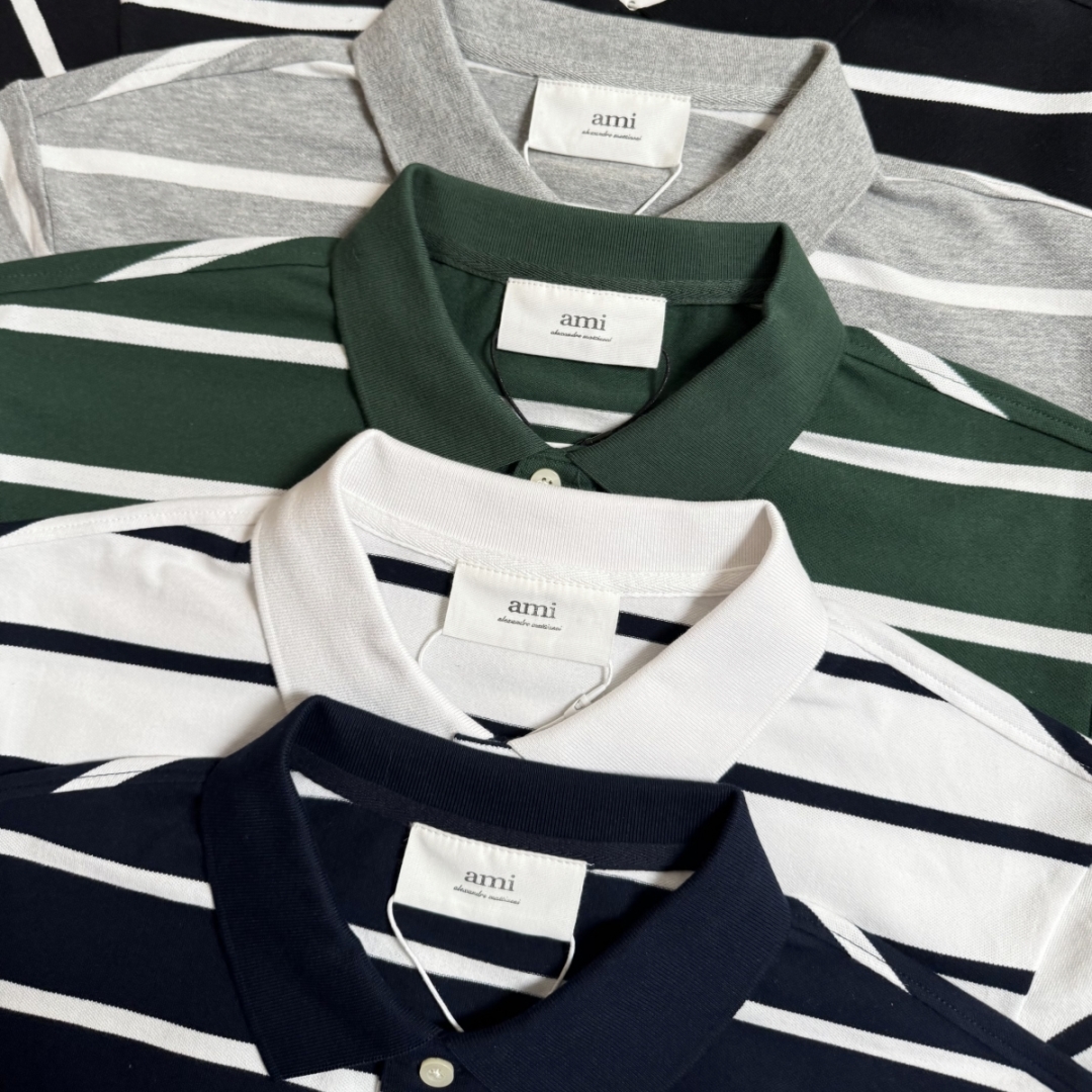 Summer Couple’s Leisure Wear: High-Quality Dress and Polo Shirt with Heart-Inflicted Stripes - 图片 9