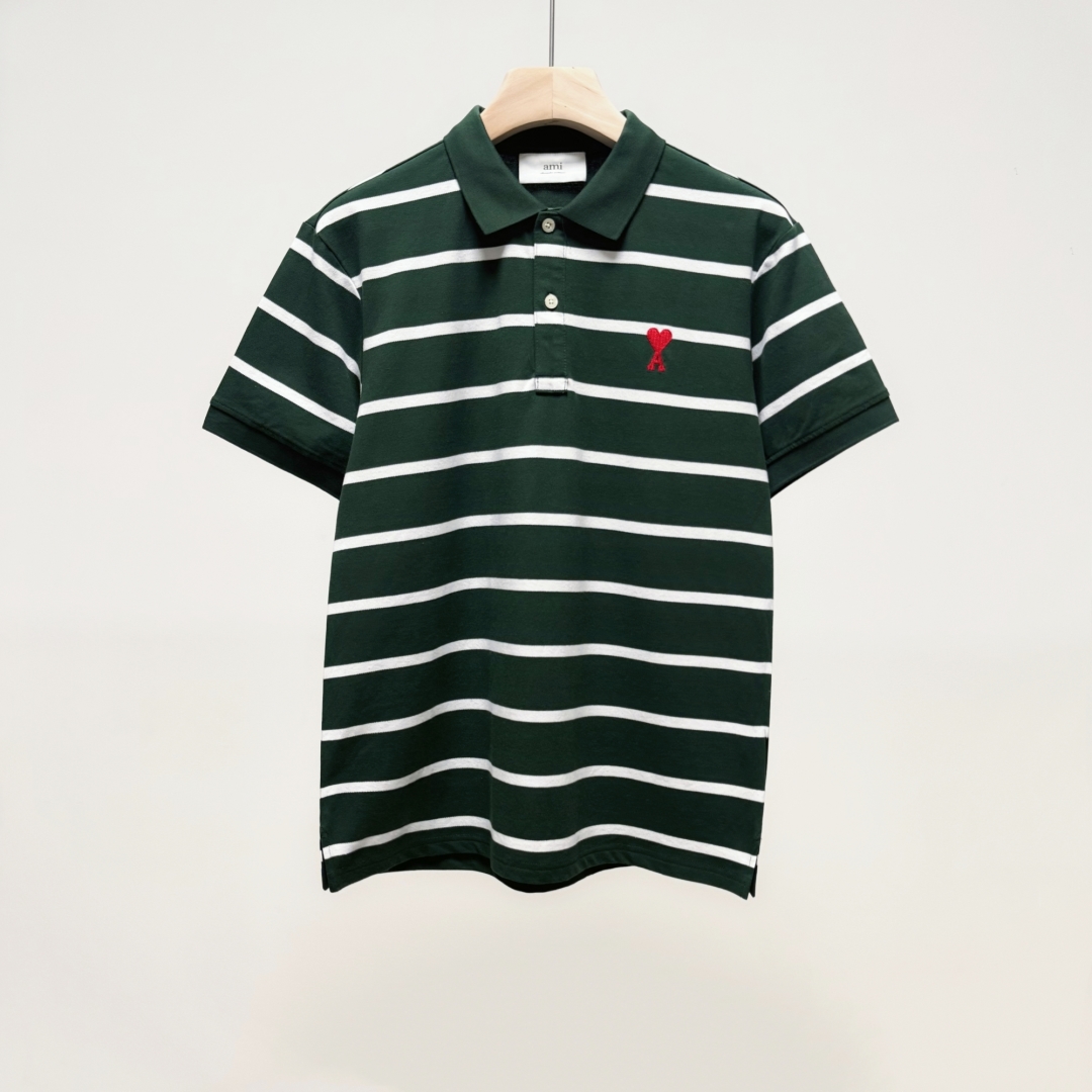 Summer Couple’s Leisure Wear: High-Quality Dress and Polo Shirt with Heart-Inflicted Stripes - 图片 6