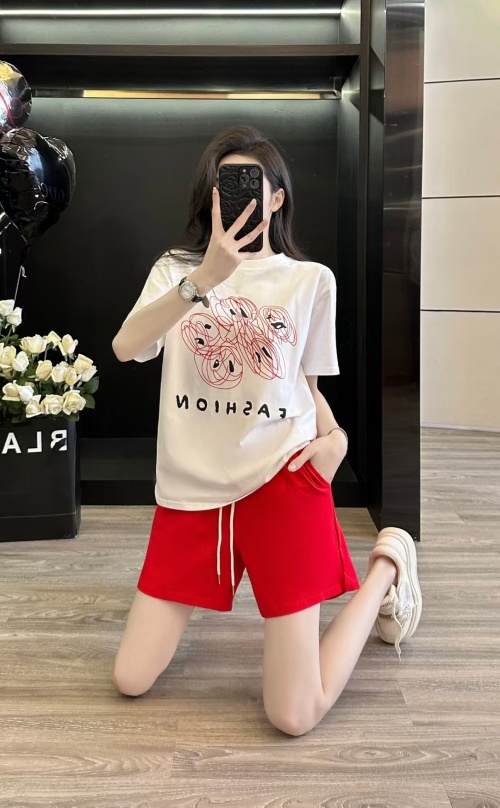 Summer Printed T-Shirt and Shorts Set - Fashionable Cotton Blend Outfit 1 Summer Printed T-Shirt and Shorts Set - Fashionable Cotton Blend Outfit