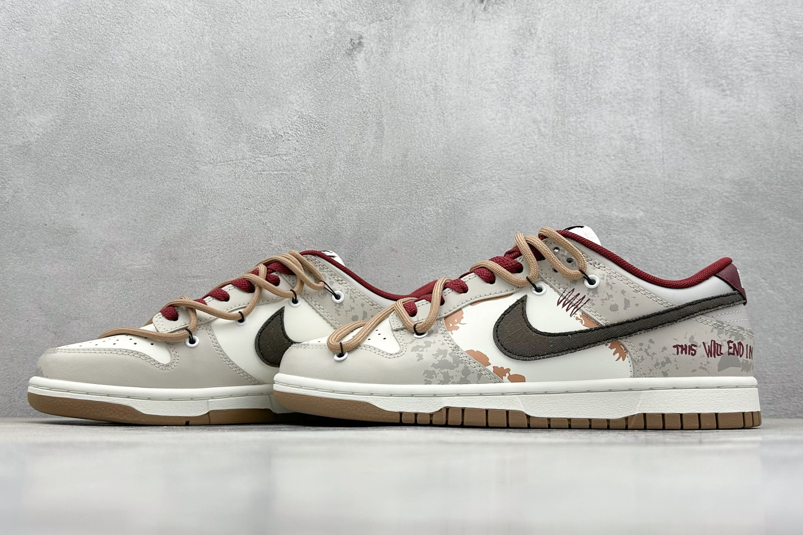 YC版 Nike SB Dunk Low 考拉派对 荒芜尽头 废土 解构做旧涂鸦 米棕  FB7160-161