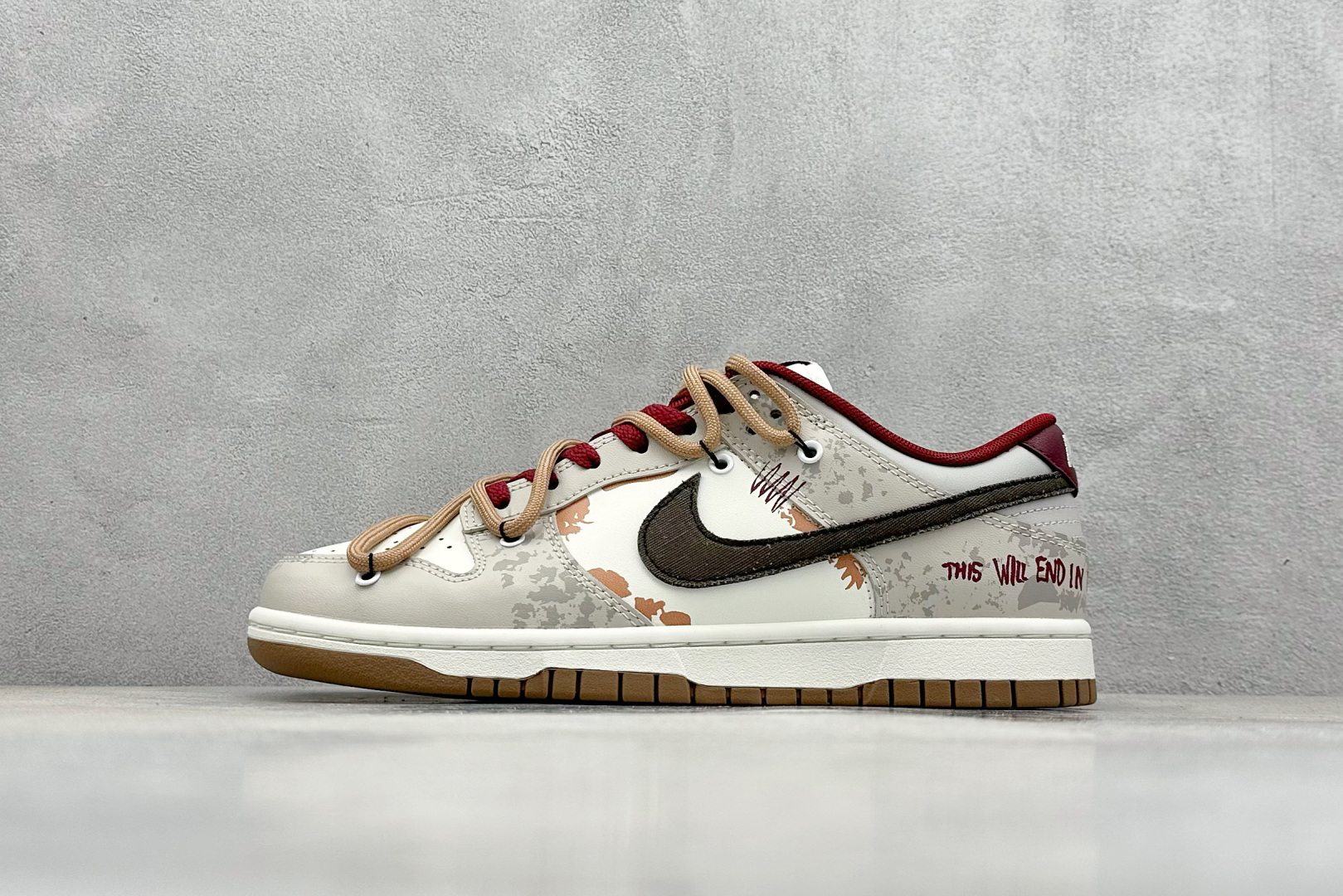 YC版 Nike SB Dunk Low 考拉派对 荒芜尽头 废土 解构做旧涂鸦 米棕  FB7160-161