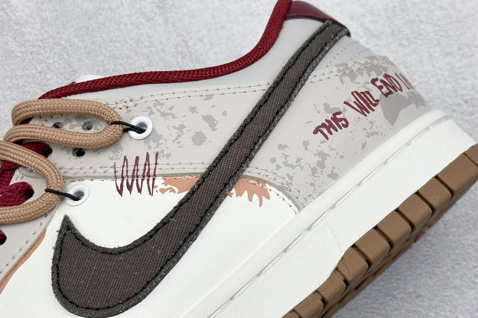 YC版 Nike SB Dunk Low 考拉派对 荒芜尽头 废土 解构做旧涂鸦 米棕  FB7160-161