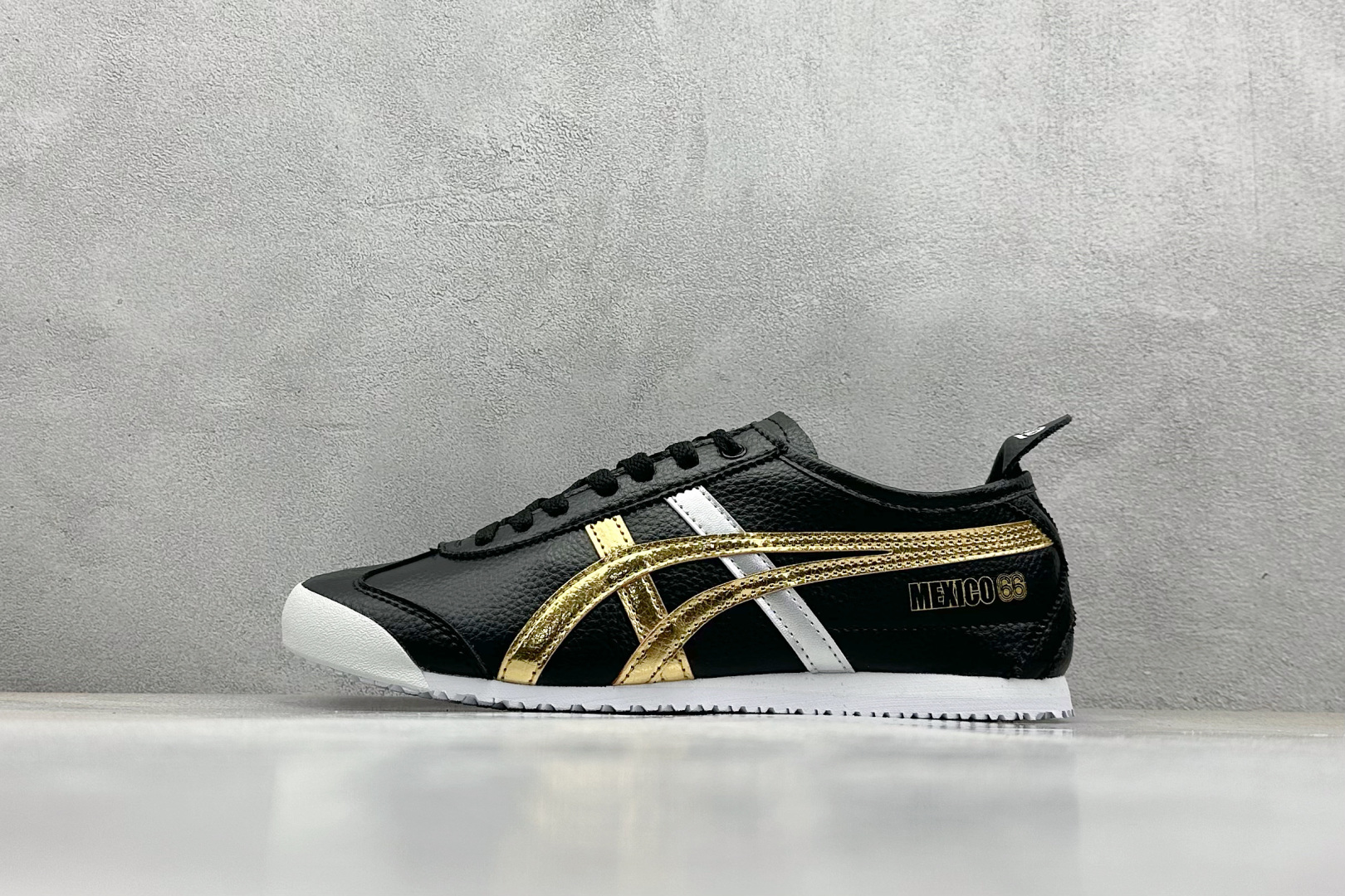 Onitsuka Tiger Mexico 66 Classic Leather Sneakers, Black/Gold, Unisex 1 Onitsuka Tiger Mexico 66 Classic Leather Sneakers, Black/Gold, Unisex