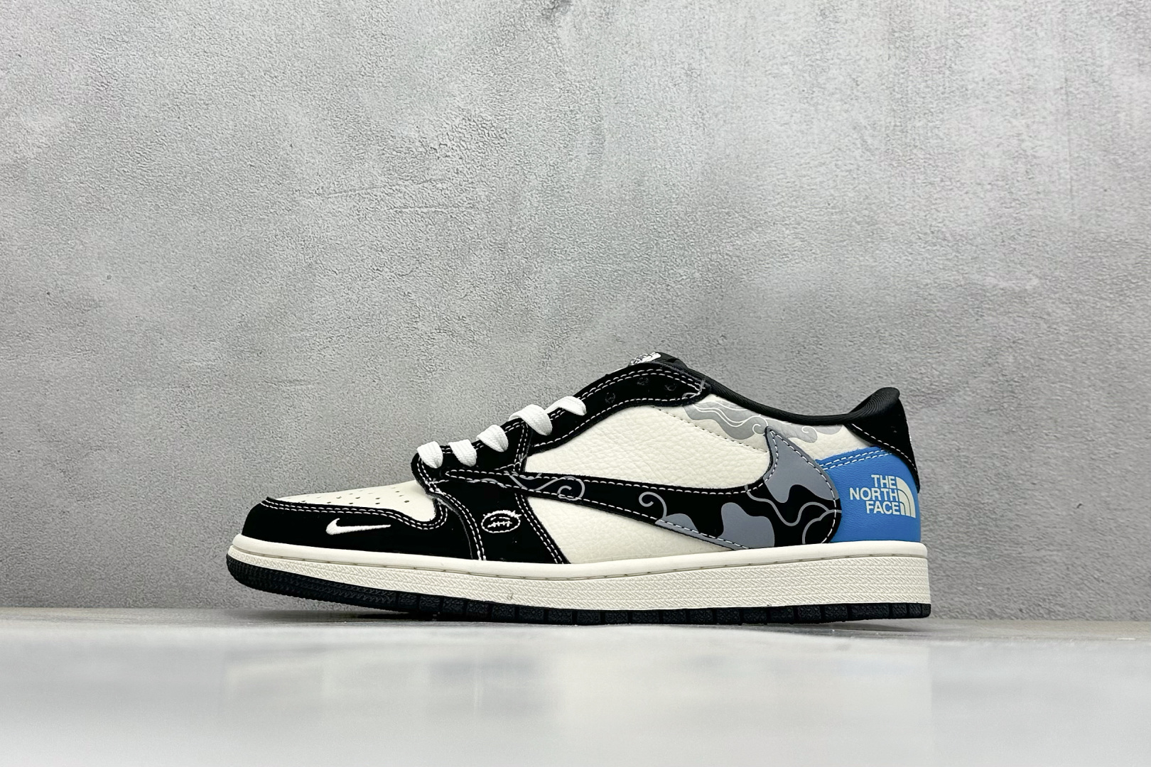 Travis Scott x Fragment Design x Air Jordan 1 Low OG SP AJ1 北面联名 祥云蓝黑 低帮文化休闲板鞋 XS2024-052