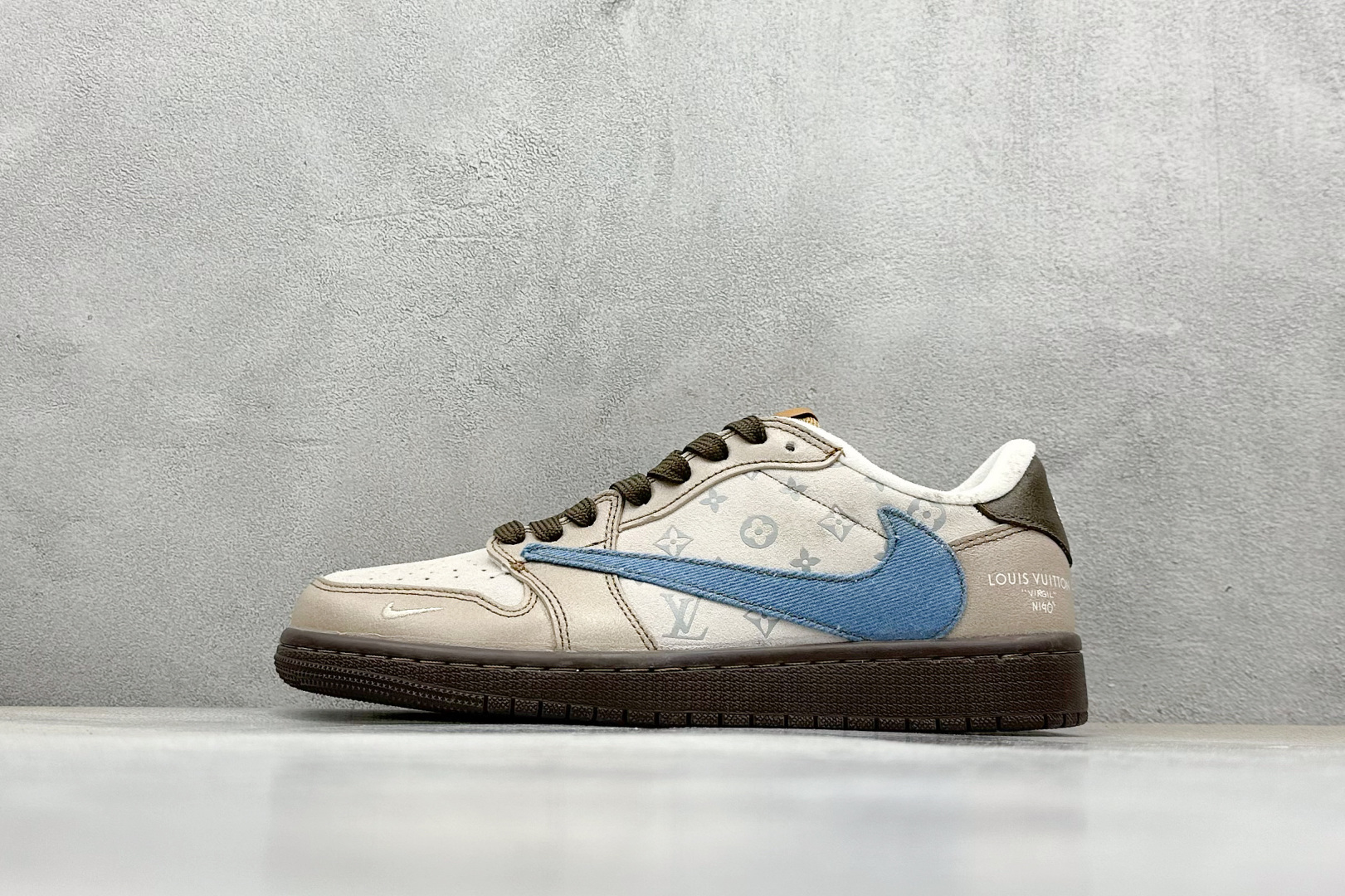 280 SC版 Travis Scott x Fragment Design x Air Jordan 1 Low OG SP AJ1 LV联名 蓝灰棕 低帮文化休闲板鞋 CH6336-022