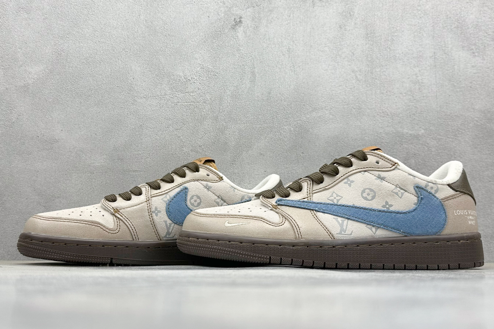 280 SC版 Travis Scott x Fragment Design x Air Jordan 1 Low OG SP AJ1 LV联名 蓝灰棕 低帮文化休闲板鞋 CH6336-022