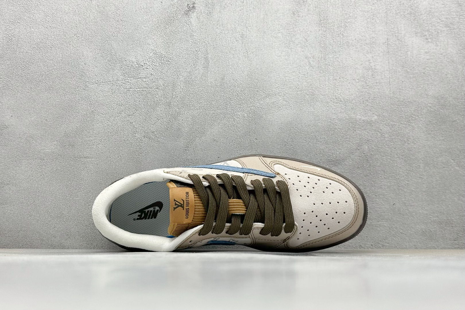 280 SC版 Travis Scott x Fragment Design x Air Jordan 1 Low OG SP AJ1 LV联名 蓝灰棕 低帮文化休闲板鞋 CH6336-022