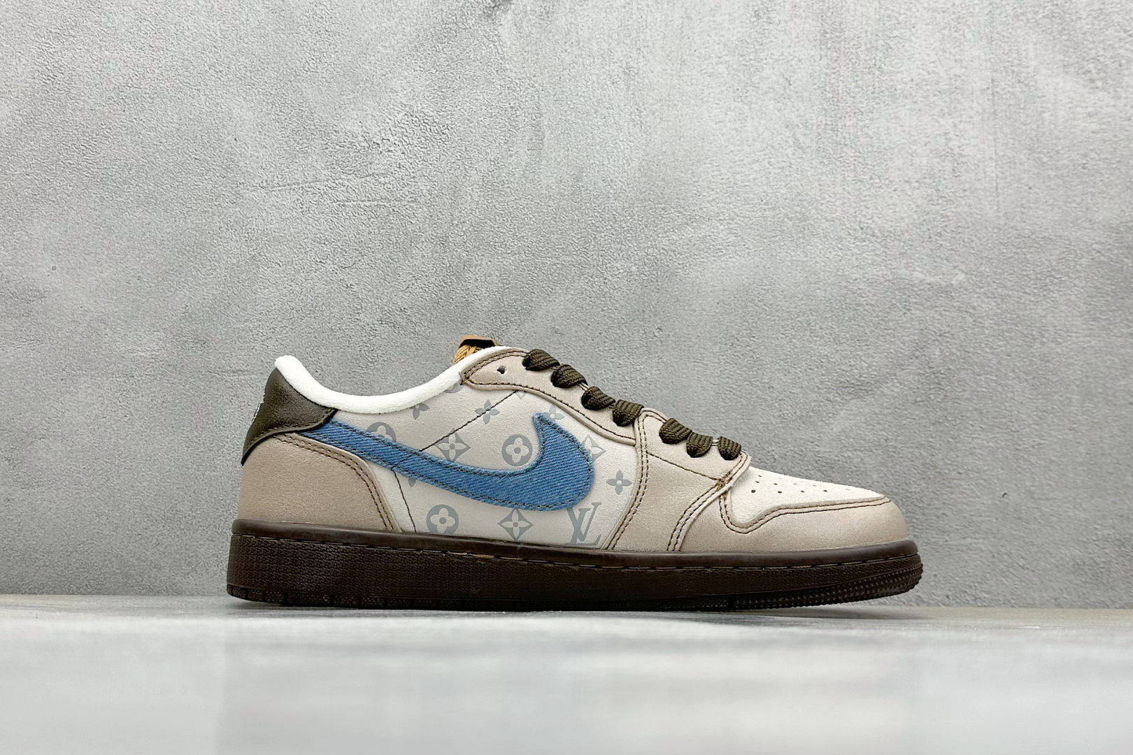 280 SC版 Travis Scott x Fragment Design x Air Jordan 1 Low OG SP AJ1 LV联名 蓝灰棕 低帮文化休闲板鞋 CH6336-022