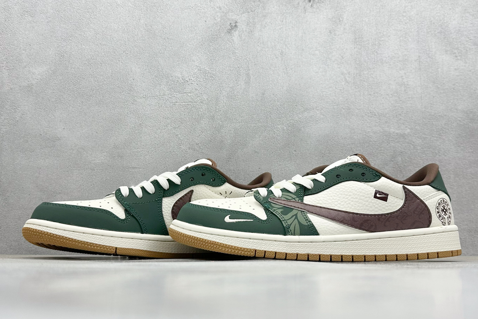 Travis Scott x Fragment Design x Air Jordan 1 Low OG SP AJ1 克罗心联名 绿花生胶 低帮文化休闲板鞋 XS2024-044