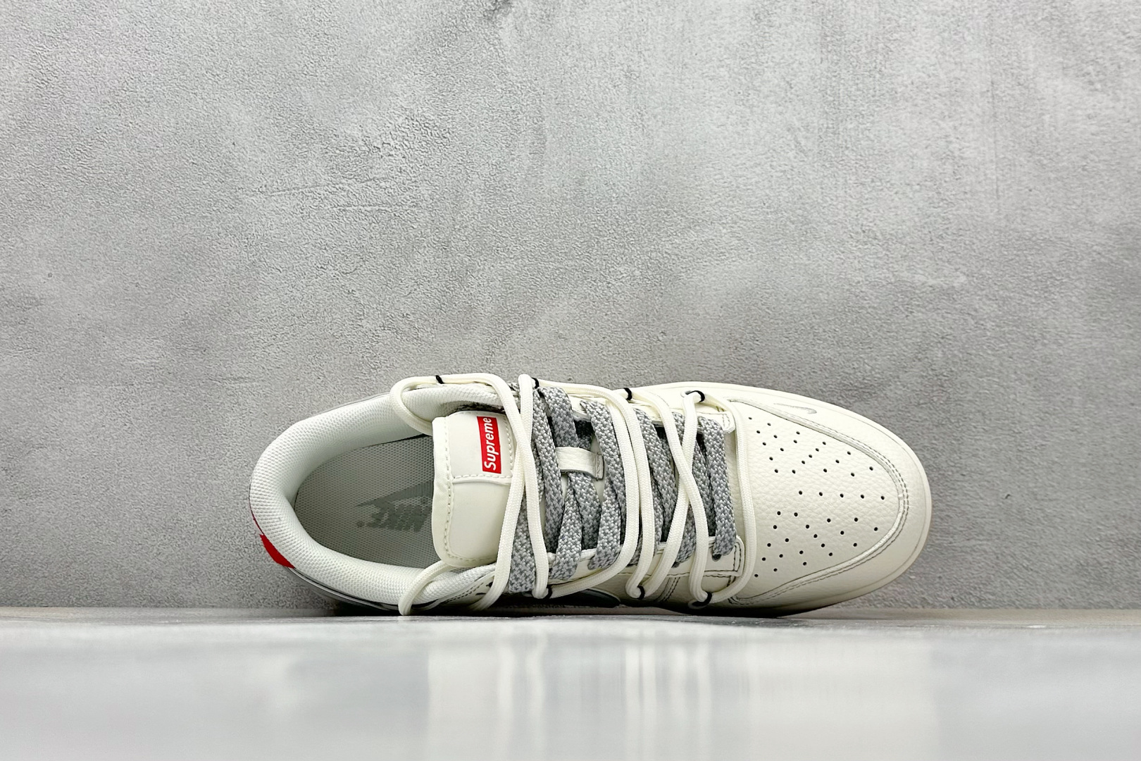 Nike SB Dunk Low Sup系列 绑带米白灰勾 周年高端定制 低帮休闲板鞋 FC1688-215
