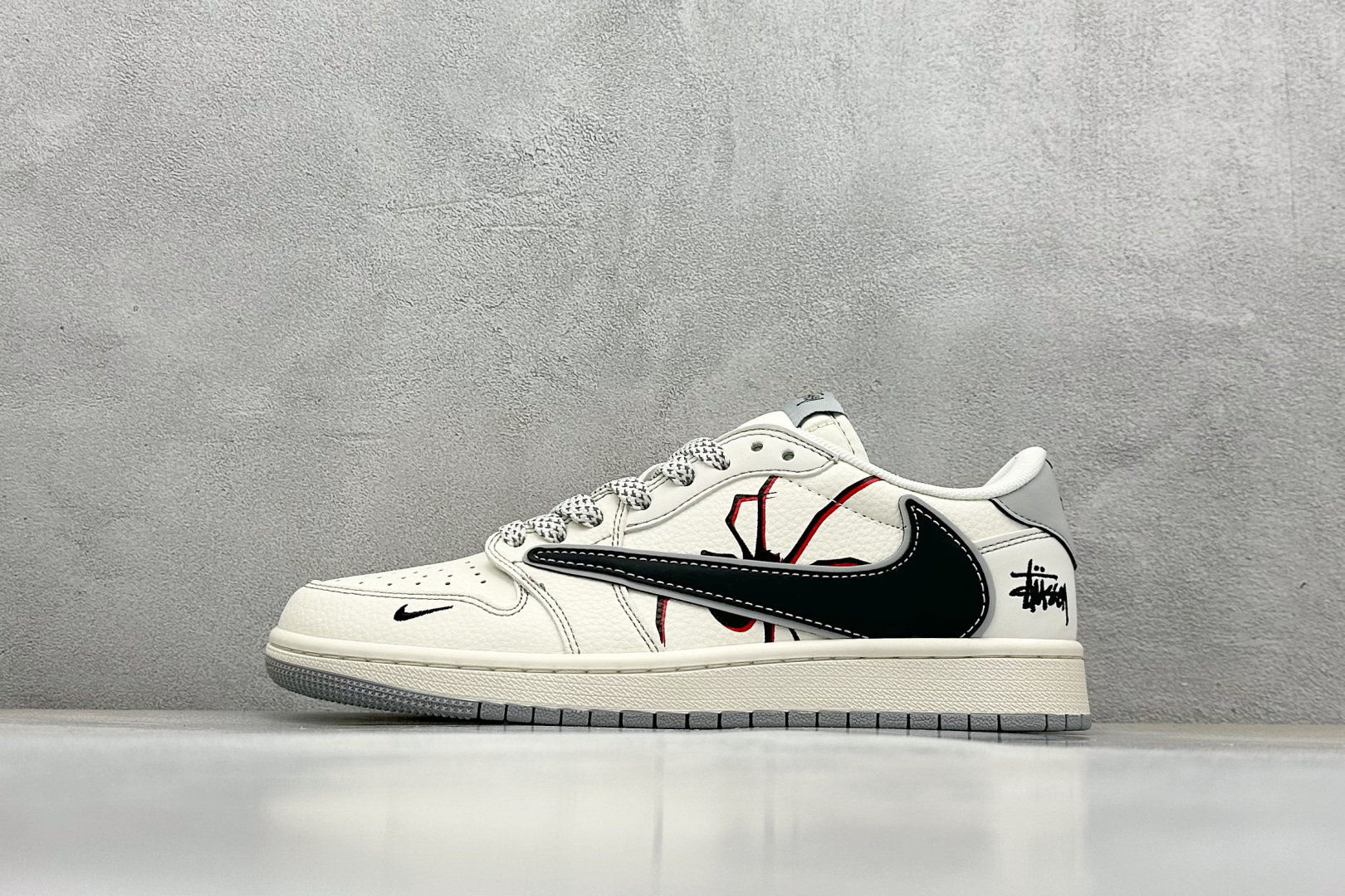 260 Travis Scott x Nike Air Jordan 1 Low x Stussy Air Jordan 1 Low 反转白黑灰小钩满天星倒钩 HS8068-006