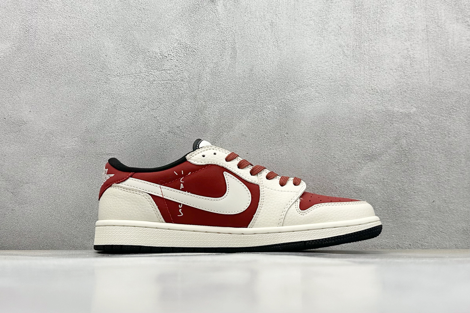 Travis Scott x Fragment Design x Air Jordan 1 Low OG SP AJ1 斯图西联名 波纹酒红 低帮文化休闲板鞋 LD2025-017