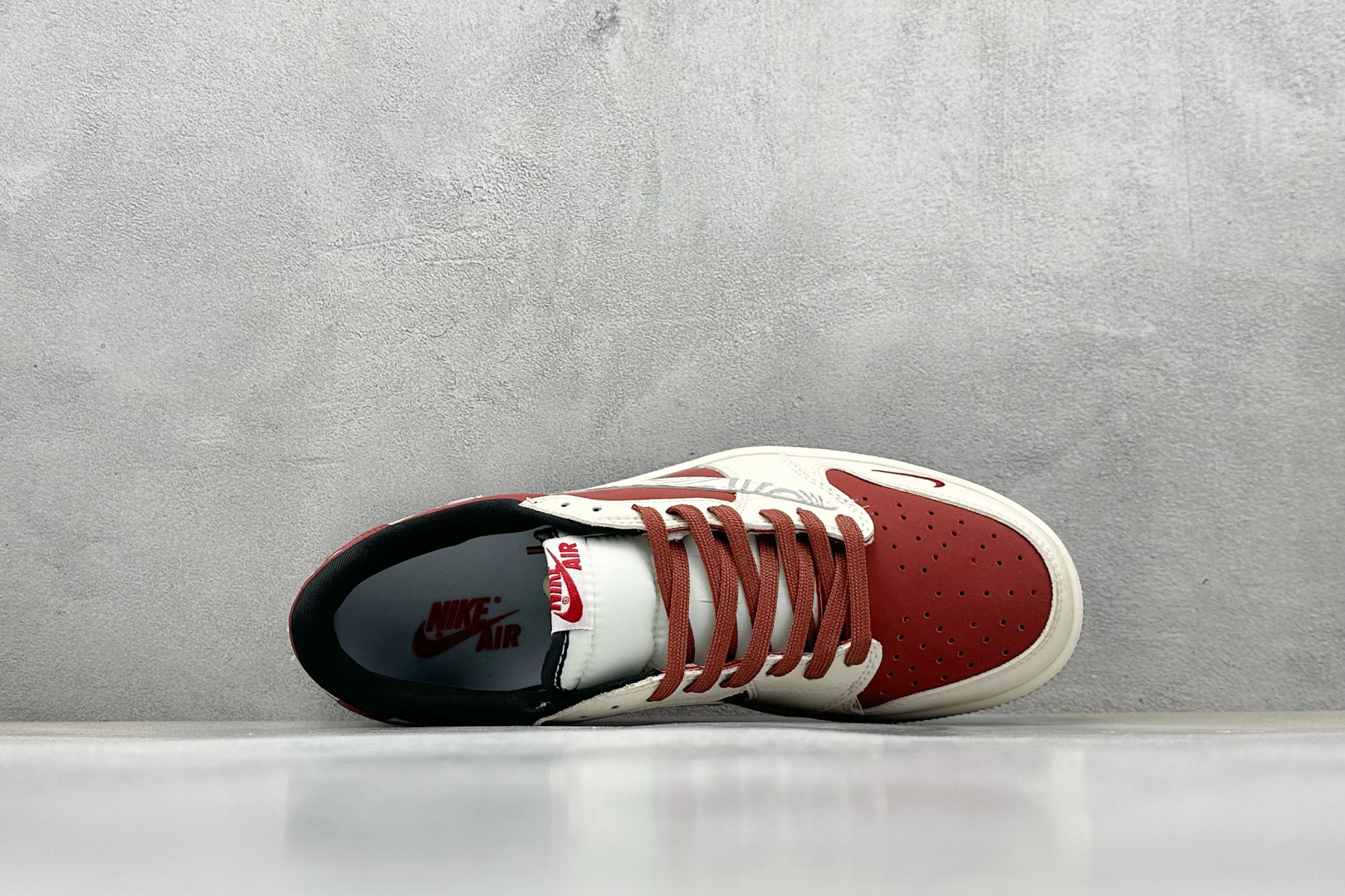 Travis Scott x Fragment Design x Air Jordan 1 Low OG SP AJ1 斯图西联名 波纹酒红 低帮文化休闲板鞋 LD2025-017
