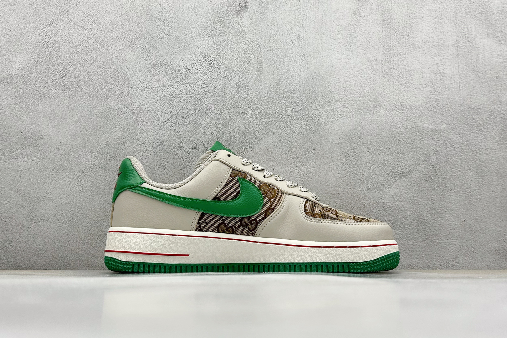 SC版 Nike Air Force 1'07 Low 古驰联名 灰棕小绿勾 空军一号低帮休闲板鞋 LW9279-003