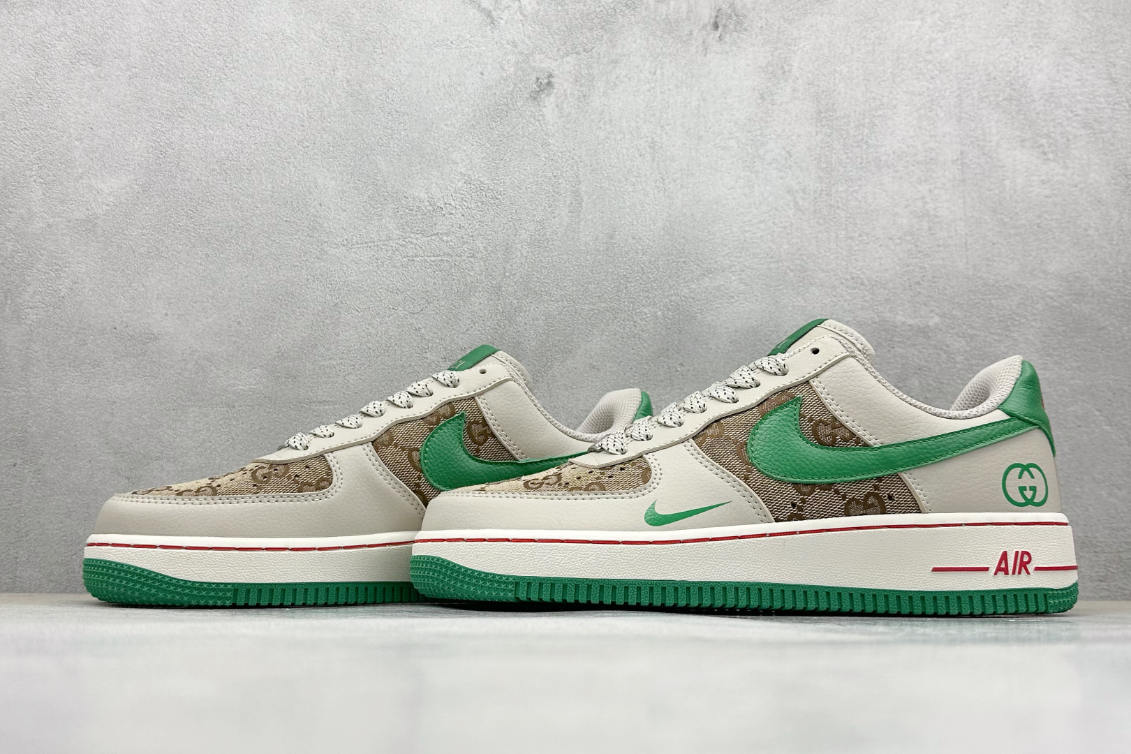 SC版 Nike Air Force 1'07 Low 古驰联名 灰棕小绿勾 空军一号低帮休闲板鞋 LW9279-003