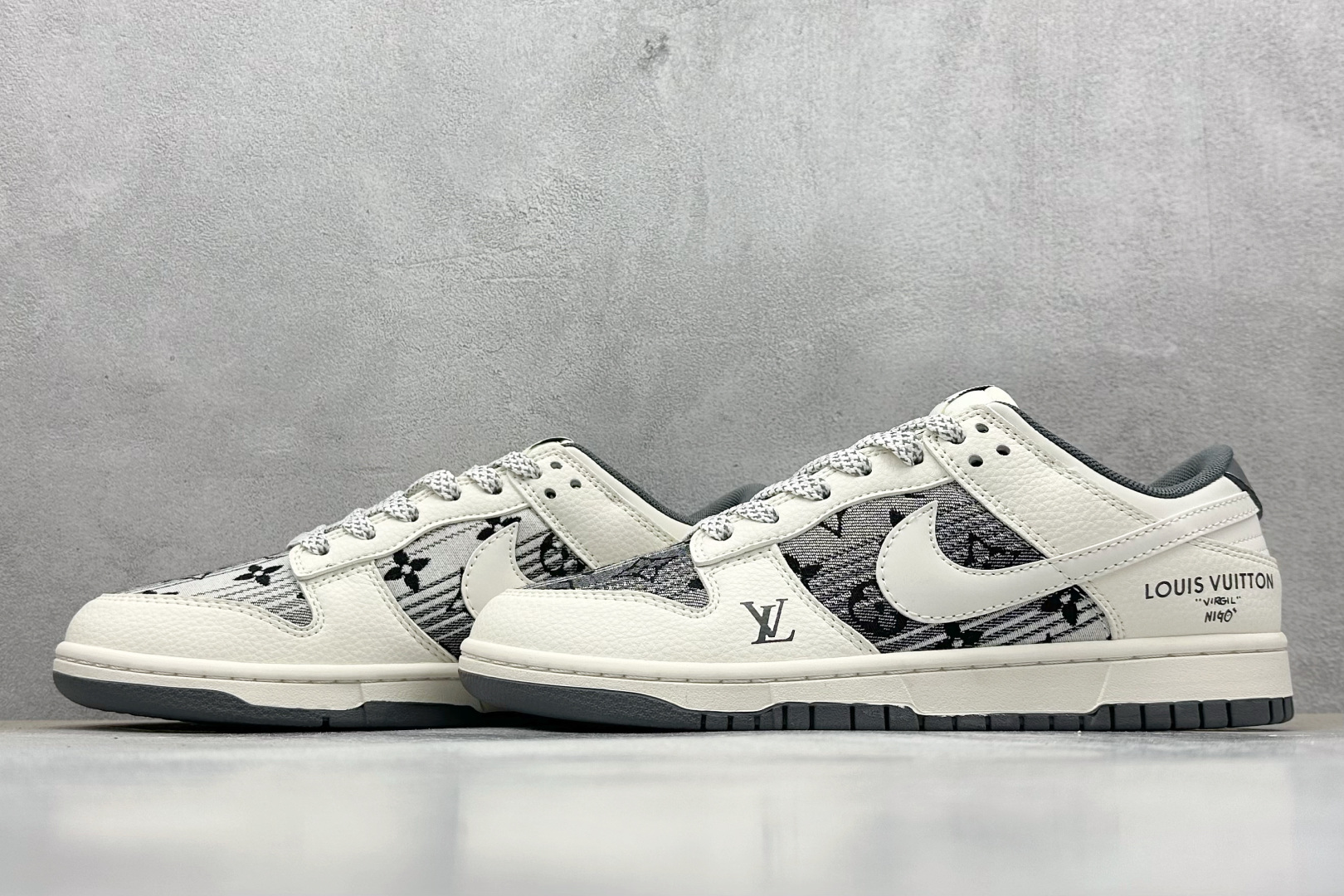 Nike SB Dunk Low LV联名 米白印花白勾 周年高端定制 低帮休闲板鞋 FC1688-230