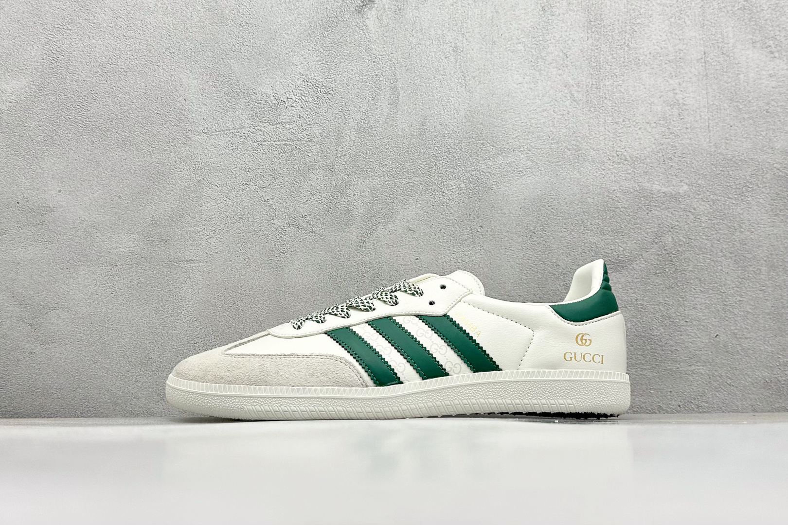 adidas originals Samba x GUCCI 灰白绿 桑巴舞系列复古经典轻便板鞋 GJ75815