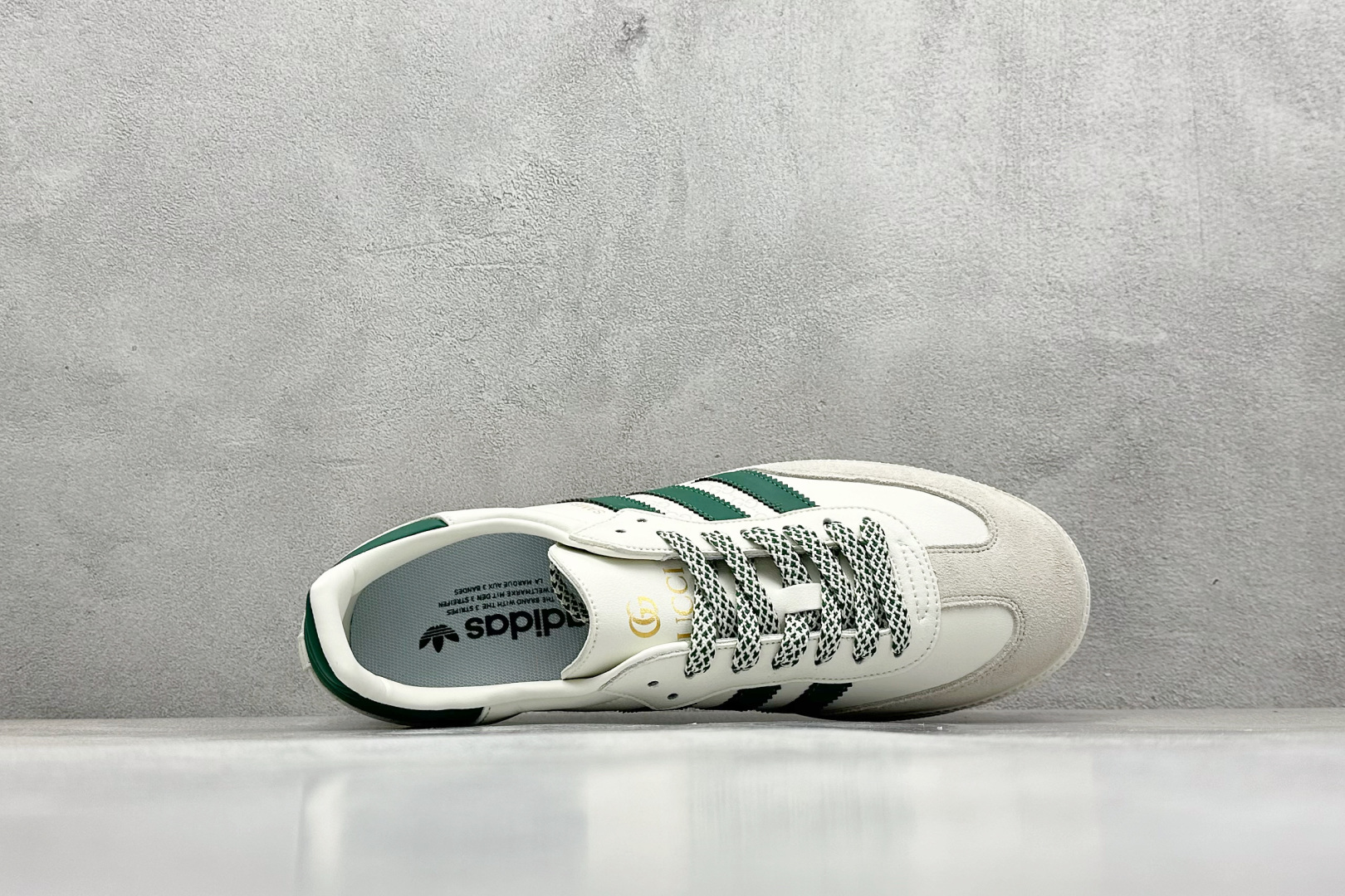 adidas originals Samba x GUCCI 灰白绿 桑巴舞系列复古经典轻便板鞋 GJ75815