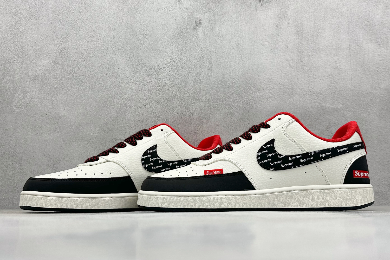 Nike Court Vision Low x Supreme 黑白红 休闲运动板鞋 FD5188-132