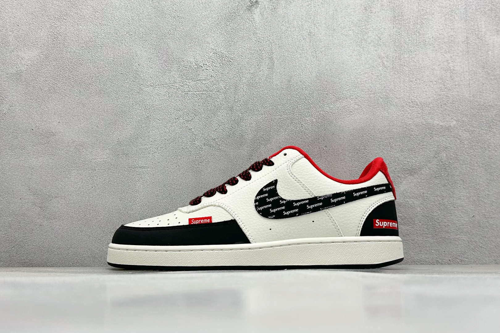 Nike Court Vision Low x Supreme 黑白红 休闲运动板鞋 FD5188-132