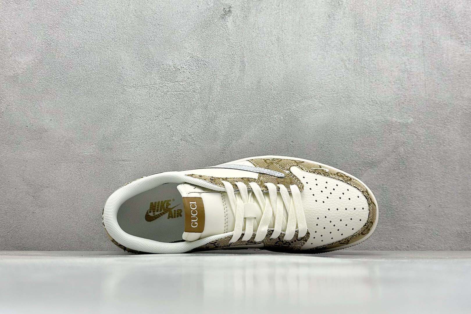 XC版Travis Scott x Fragment Design x Air Jordan 1 Low SP AJ1 乔1古驰联名 卡其牛仔布 低帮文化休闲板鞋 XS7089-603