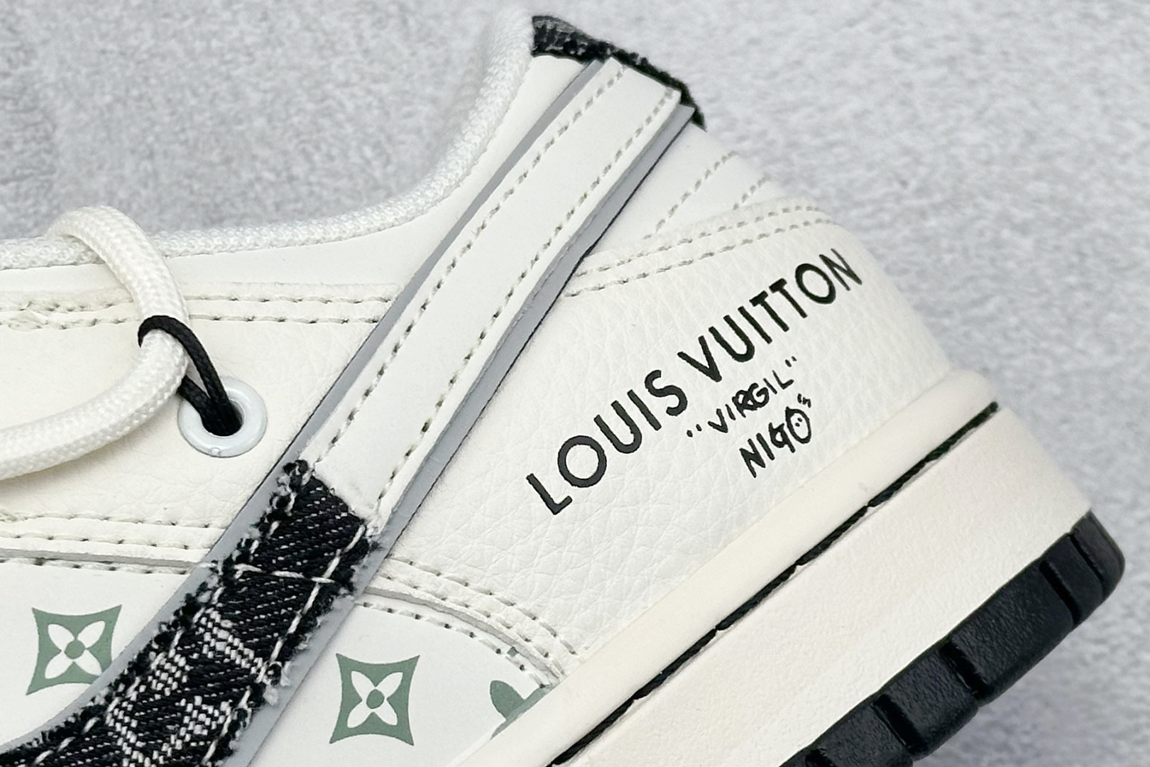 XC版Nike SB Dunk Low LV联名 绑带织布黑白勾 周年高端定制 低帮休闲板鞋 YX5066-338