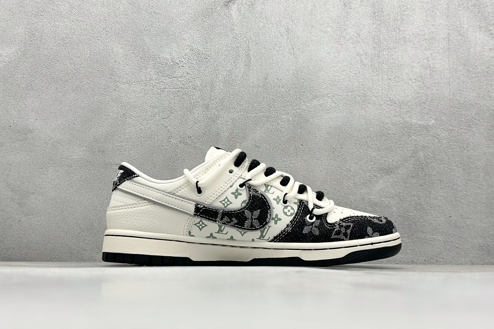 XC版Nike SB Dunk Low LV联名 绑带织布黑白勾 周年高端定制 低帮休闲板鞋 YX5066-338