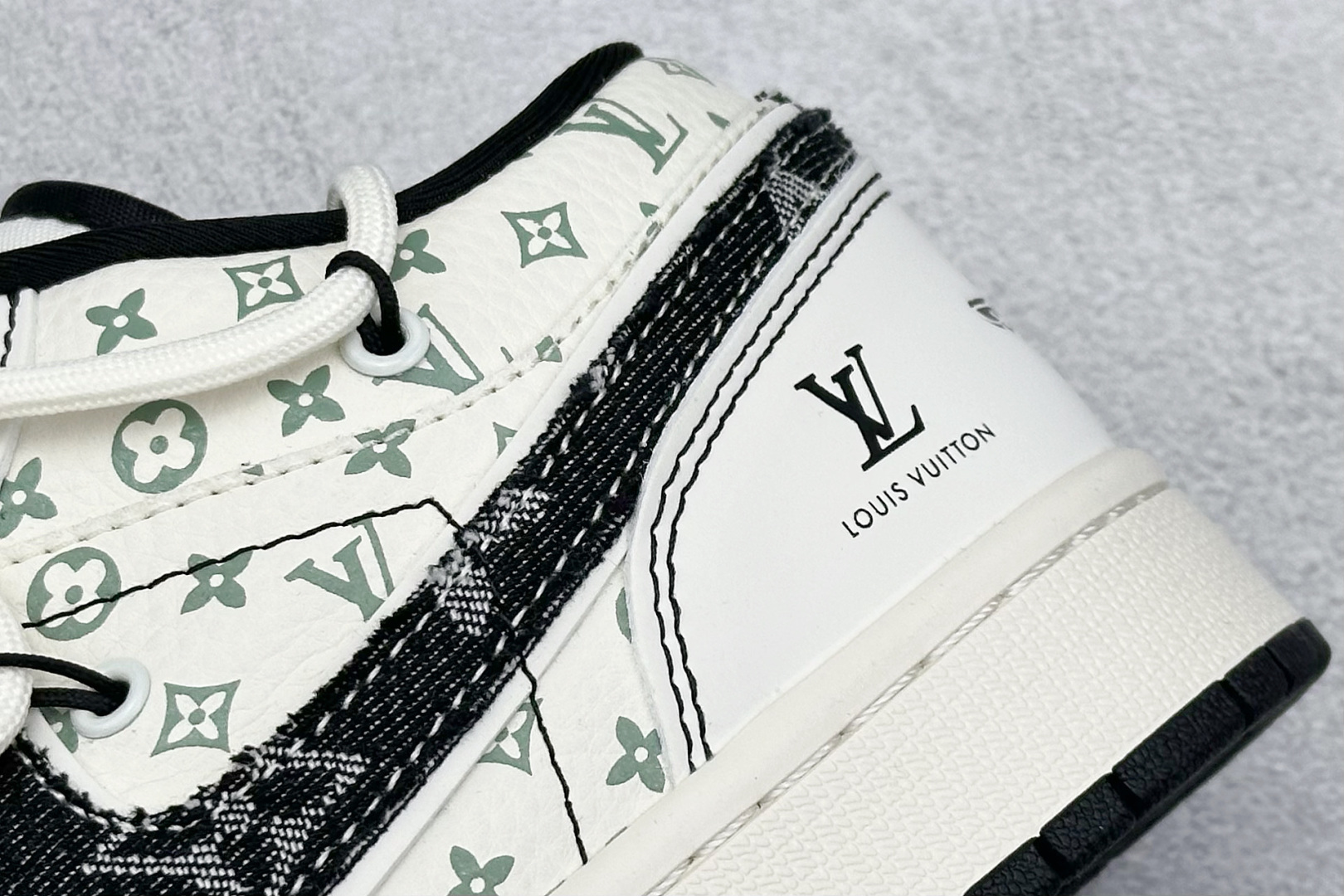 XC版Air Jordan 1 Low AJ1 乔1 LV联名 黑布勾抽绳 高端定制 低帮复古篮球鞋 YX5066-356