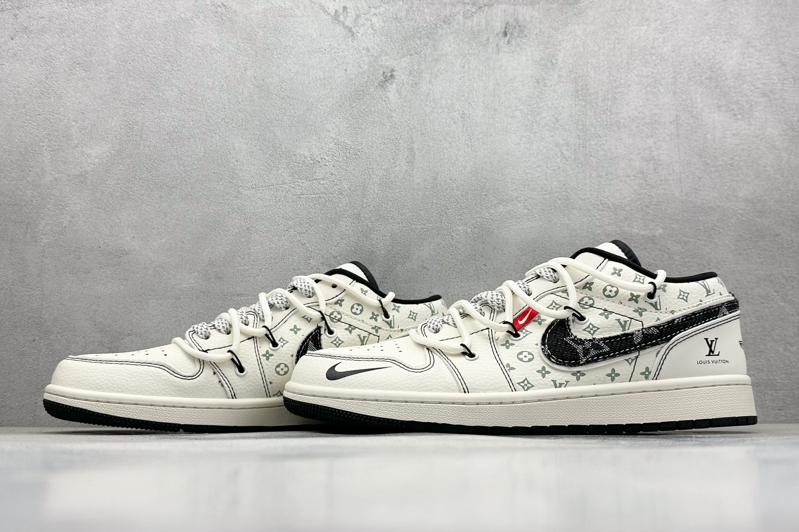 XC版Air Jordan 1 Low AJ1 乔1 LV联名 黑布勾抽绳 高端定制 低帮复古篮球鞋 YX5066-356