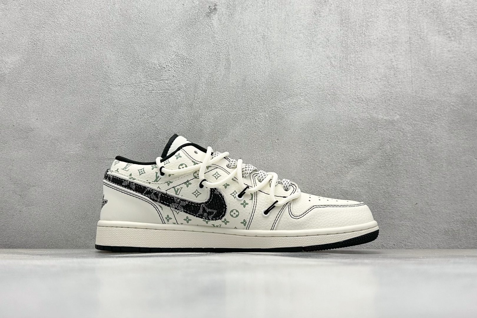 XC版Air Jordan 1 Low AJ1 乔1 LV联名 黑布勾抽绳 高端定制 低帮复古篮球鞋 YX5066-356
