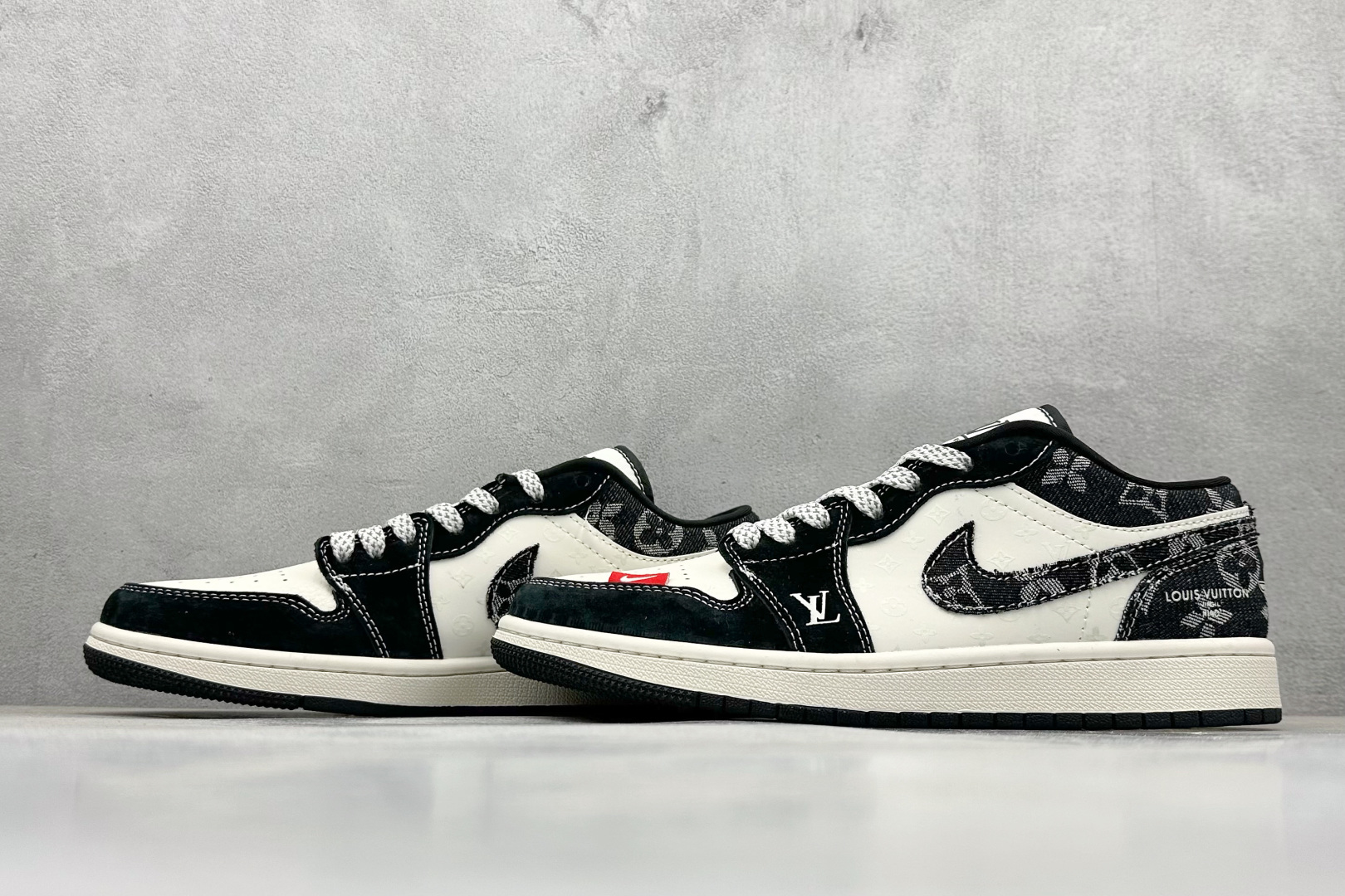 XC版Air Jordan 1 Low AJ1 乔1 LV联名 黑布红标 高端定制 低帮复古篮球鞋 YX5066-369