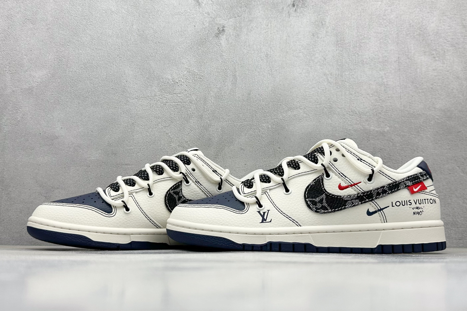 XC版Nike SB Dunk Low LV联名 绑带牛仔黑勾 周年高端定制 低帮休闲板鞋 FC1688-220