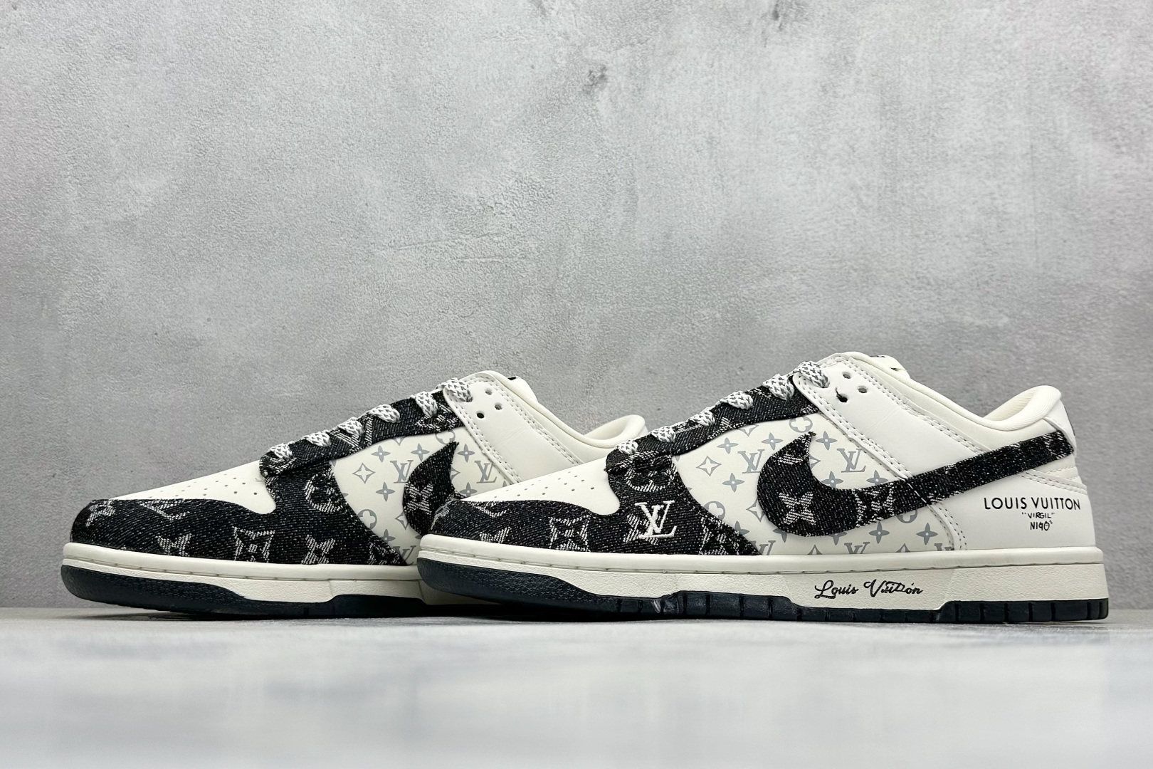 SC版Nike SB Dunk Low LV联名 米黑牛仔 周年高端定制 低帮休闲板鞋 JH8310-946