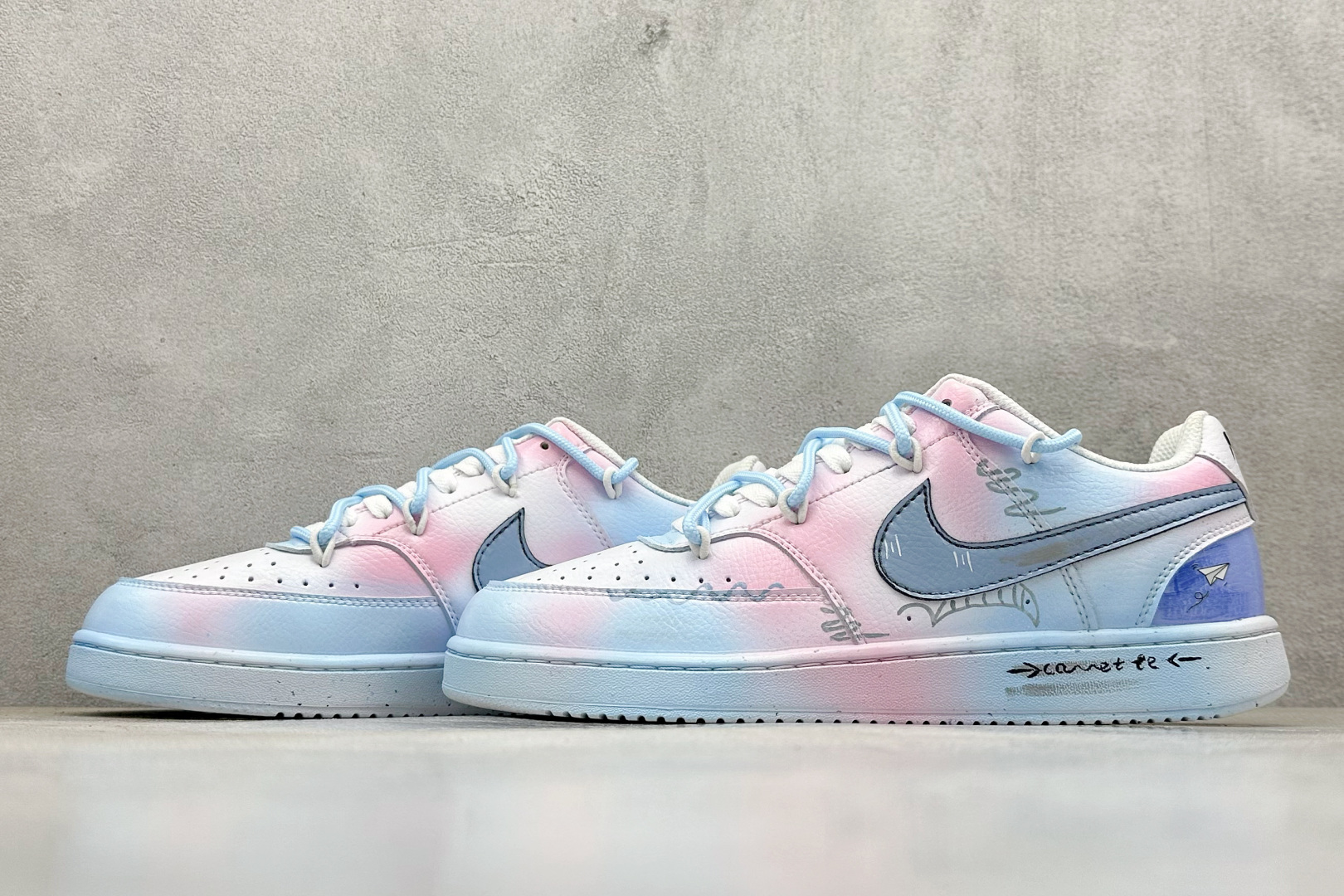 Nike Court Vision Low 定制涂鸦绑带 校园风低帮复古篮球板鞋男女运动鞋 DH2987-001