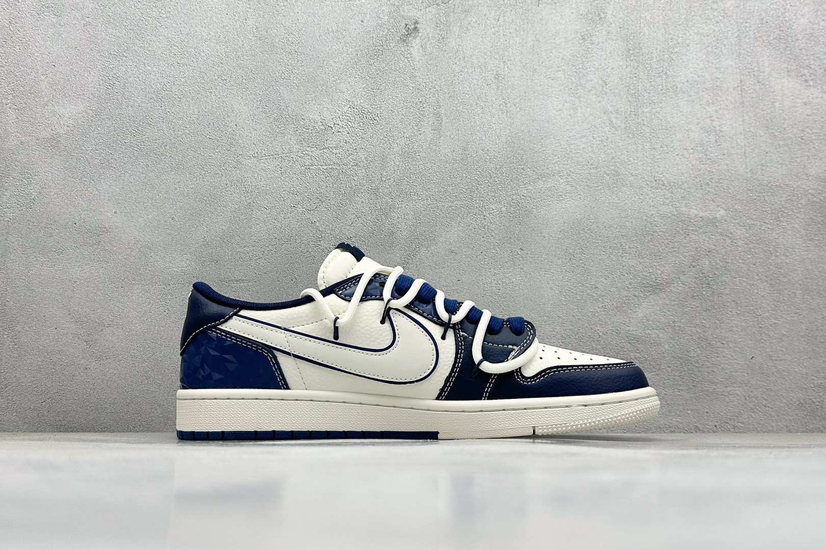 XC版Travis Scott x Fragment Design x Air Jordan 1 Low SP AJ1 乔1 斯图西联名 蓝钻石抽绳 低帮文化休闲板鞋 DM6868-111